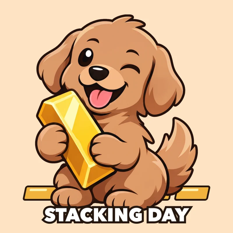 The puppy above a row of gold bars