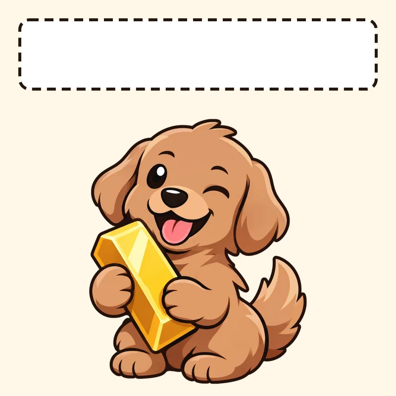 Blank caption template with an empty box above the puppy